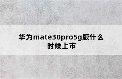 华为mate30pro5g版什么时候上市