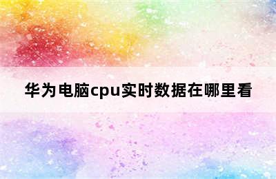 华为电脑cpu实时数据在哪里看