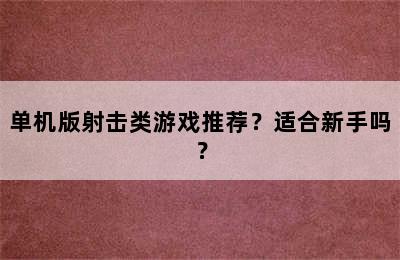 单机版射击类游戏推荐？适合新手吗？