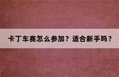 卡丁车赛怎么参加？适合新手吗？