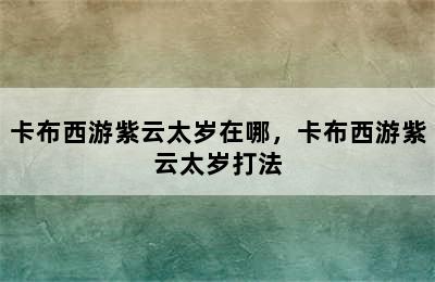 卡布西游紫云太岁在哪，卡布西游紫云太岁打法