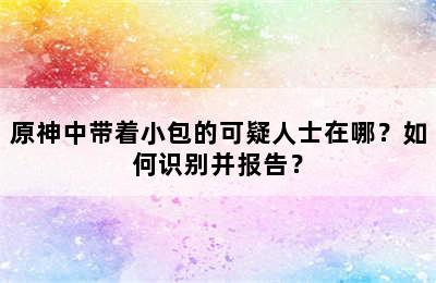 原神中带着小包的可疑人士在哪？如何识别并报告？