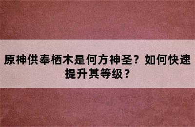 原神供奉栖木是何方神圣？如何快速提升其等级？