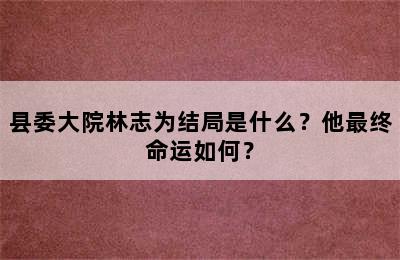 县委大院林志为结局是什么？他最终命运如何？