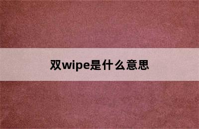 双wipe是什么意思