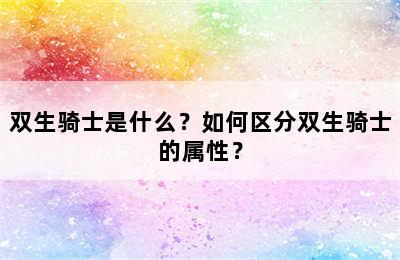 双生骑士是什么？如何区分双生骑士的属性？