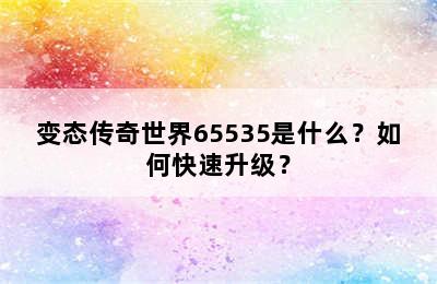 变态传奇世界65535是什么？如何快速升级？