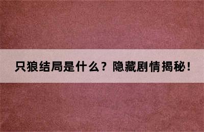 只狼结局是什么？隐藏剧情揭秘！