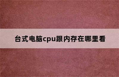 台式电脑cpu跟内存在哪里看