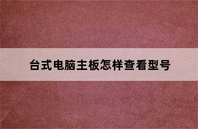 台式电脑主板怎样查看型号