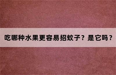 吃哪种水果更容易招蚊子？是它吗？