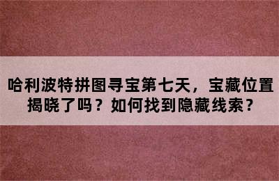 哈利波特拼图寻宝第七天，宝藏位置揭晓了吗？如何找到隐藏线索？