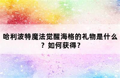 哈利波特魔法觉醒海格的礼物是什么？如何获得？