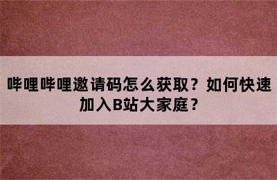 哔哩哔哩邀请码怎么获取？如何快速加入B站大家庭？