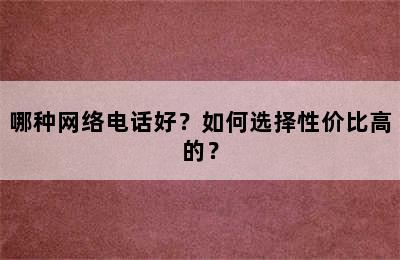 哪种网络电话好？如何选择性价比高的？