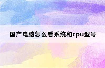 国产电脑怎么看系统和cpu型号