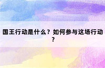 国王行动是什么？如何参与这场行动？