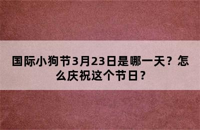 国际小狗节3月23日是哪一天？怎么庆祝这个节日？