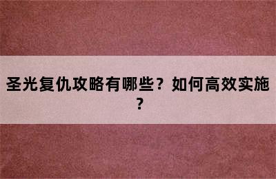 圣光复仇攻略有哪些？如何高效实施？