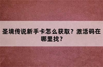 圣境传说新手卡怎么获取？激活码在哪里找？