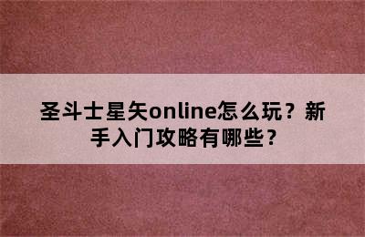 圣斗士星矢online怎么玩？新手入门攻略有哪些？