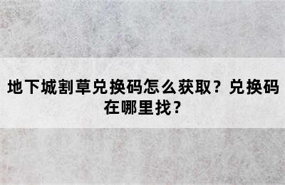 地下城割草兑换码怎么获取？兑换码在哪里找？