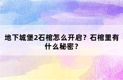 地下城堡2石棺怎么开启？石棺里有什么秘密？