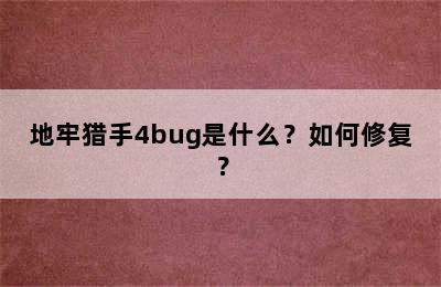 地牢猎手4bug是什么？如何修复？