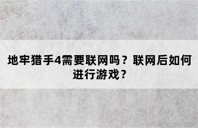 地牢猎手4需要联网吗？联网后如何进行游戏？