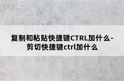 复制和粘贴快捷键CTRL加什么-剪切快捷键ctrl加什么