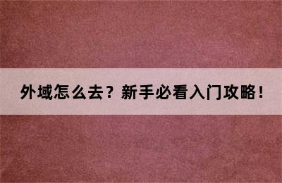 外域怎么去？新手必看入门攻略！