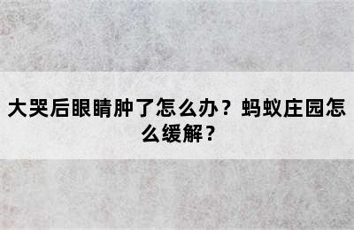 大哭后眼睛肿了怎么办？蚂蚁庄园怎么缓解？