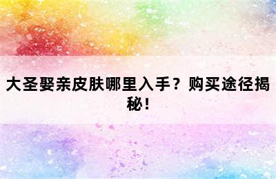 大圣娶亲皮肤哪里入手？购买途径揭秘！