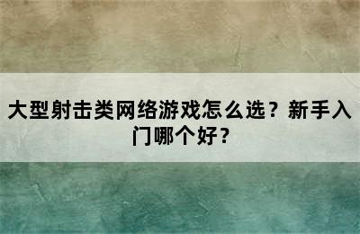 大型射击类网络游戏怎么选？新手入门哪个好？