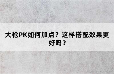 大枪PK如何加点？这样搭配效果更好吗？