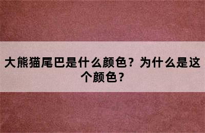 大熊猫尾巴是什么颜色？为什么是这个颜色？