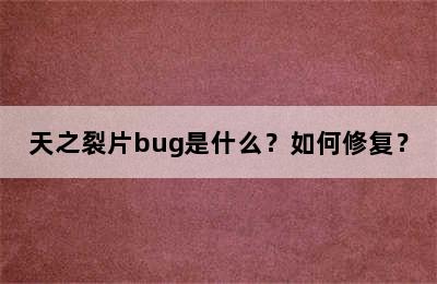 天之裂片bug是什么？如何修复？