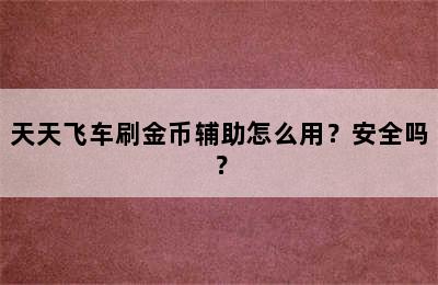 天天飞车刷金币辅助怎么用？安全吗？