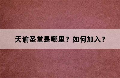 天谕圣堂是哪里？如何加入？