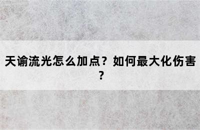 天谕流光怎么加点？如何最大化伤害？