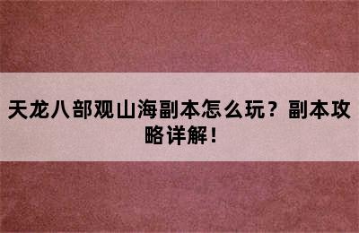 天龙八部观山海副本怎么玩？副本攻略详解！