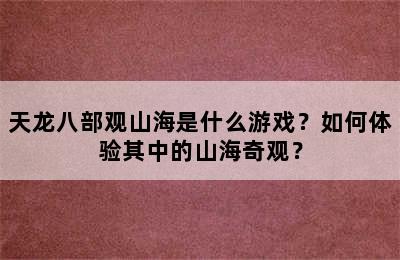 天龙八部观山海是什么游戏？如何体验其中的山海奇观？