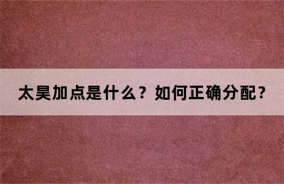 太昊加点是什么？如何正确分配？