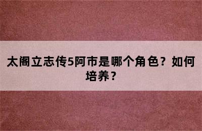 太阁立志传5阿市是哪个角色？如何培养？