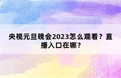 央视元旦晚会2023怎么观看？直播入口在哪？