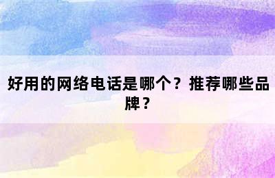 好用的网络电话是哪个？推荐哪些品牌？