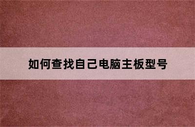 如何查找自己电脑主板型号