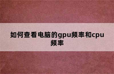 如何查看电脑的gpu频率和cpu频率