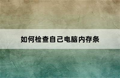 如何检查自己电脑内存条