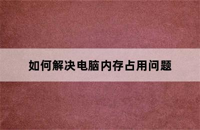 如何解决电脑内存占用问题